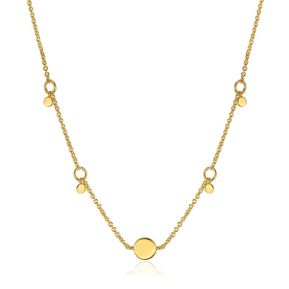Geometry Drop Discs Sterling Silver Necklace plated in 14K Gold