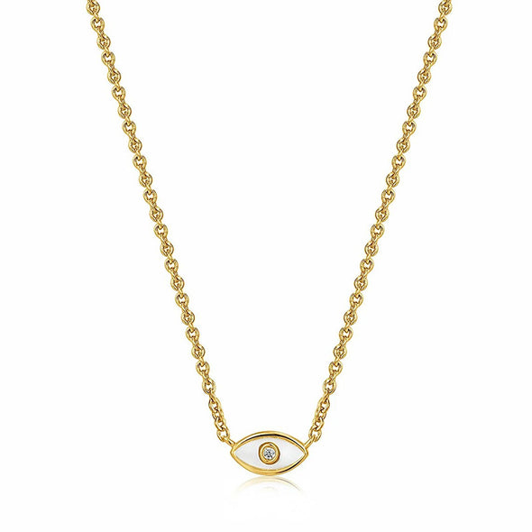 Evil Eye Sterling Silver Necklace plated in 14K Gold
