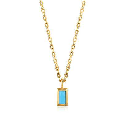Κολιέ Turquoise Drop Pendant σε Ασήμι 925 με επιμετάλλωση σε Χρυσό 14Κ