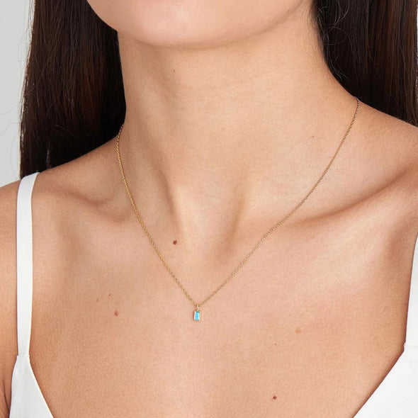 Turquoise Drop Pendant Sterling Silver Necklace plated in 14K Gold