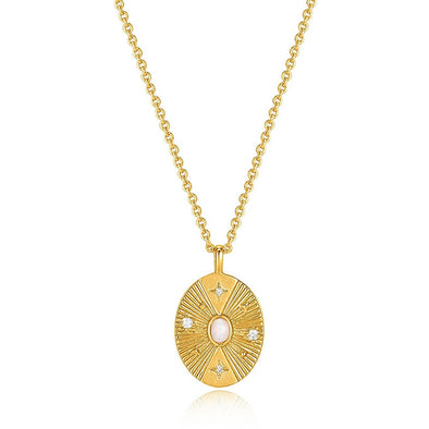 Κολιέ Scattered Stars Kyoto Opal Disc σε Ασήμι 925 με επιμετάλλωση σε Χρυσό 14Κ