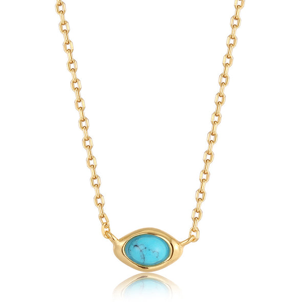 Turquoise Wave Sterling Silver Necklace plated in 14K Gold