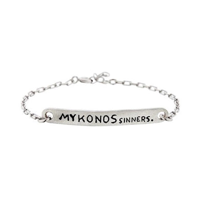 Βραχιόλι Mykonos Sinners Tag σε Ασήμι 925 με επιμετάλλωση σε Πλατίνα
