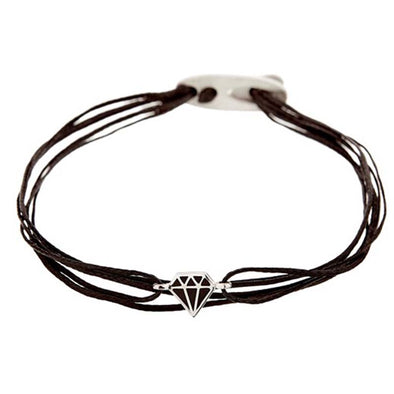 Diamond Enamel Sterling Silver Bracelet plated in Rhodium