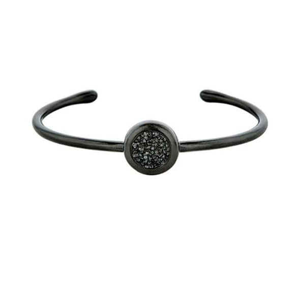 Circle Sterling Silver Bracelet with Black Diamonds plated in Black Rhodium