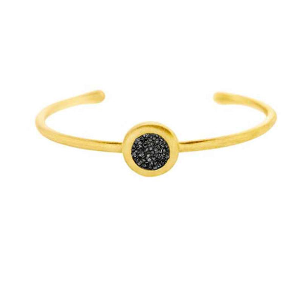 Circle Sterling Silver Bracelet with Black Diamonds plated in 18K Gold
