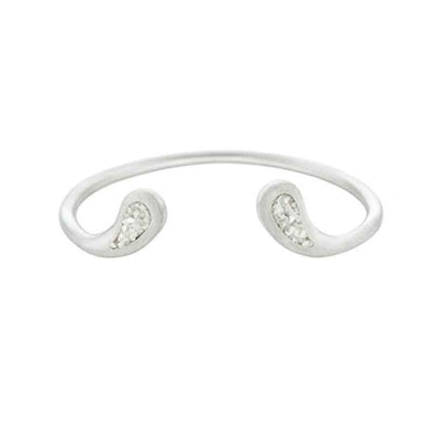 Teardrop Sterling Silver Bracelet with White Diamonds plated in Rhodium