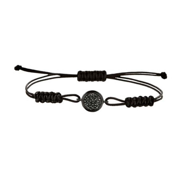 Circle Makrame Sterling Silver Bracelet with Black Diamonds plated in Black Rhodium