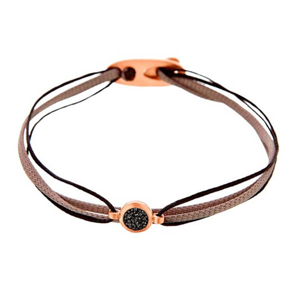 Circle Multicord Sterling Silver Bracelet with Black Diamonds plated in 18K Rose Gold