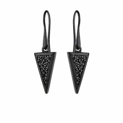 Small Diamond Triangle Sterling Silver Earrings