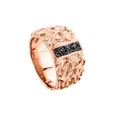 Volcanic Sterling Silver Ring with Black Diamonds plated in 18K Rose Gold (No 53)
