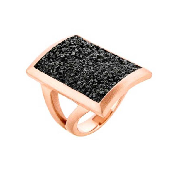 Parallelogram Sterling Silver Ring with Black Diamonds plated in 18K Rose Gold (No 54)