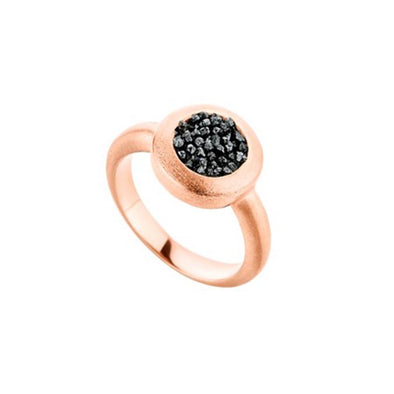 Circle Sterling Silver Ring with Black Diamonds plated in 18K Rose Gold