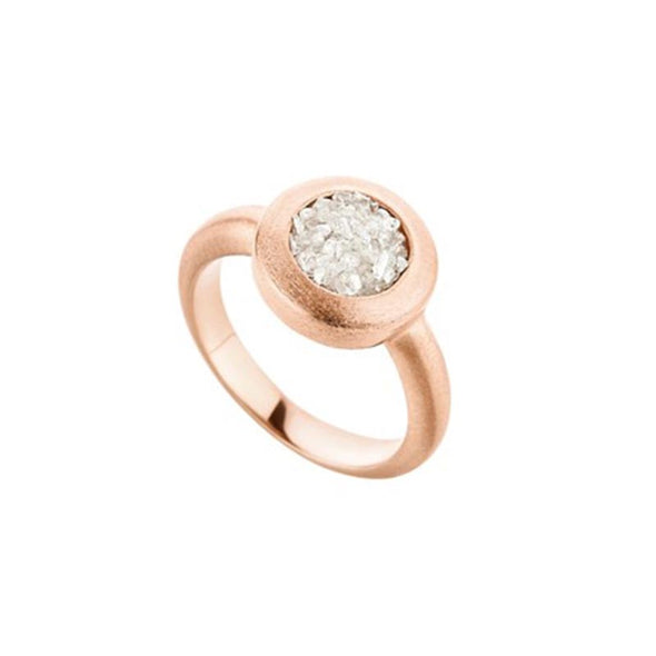 Circle Sterling Silver Ring with White Diamonds plated in Rose Gold (No 53)