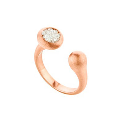 Double Circle Sterling Silver Ring with White Diamonds plated in 18K Rose Gold
