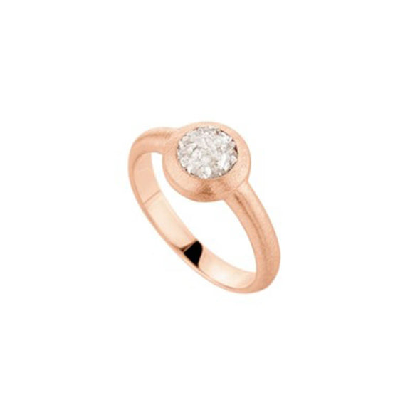 Small Circle Sterling Silver Ring with White Diamonds plated in 18K Rose Gold (No 52)