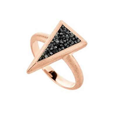 Small Triangle Sterling Silver Ring with Black Diamonds plated in 18K Rose Gold (No 53)