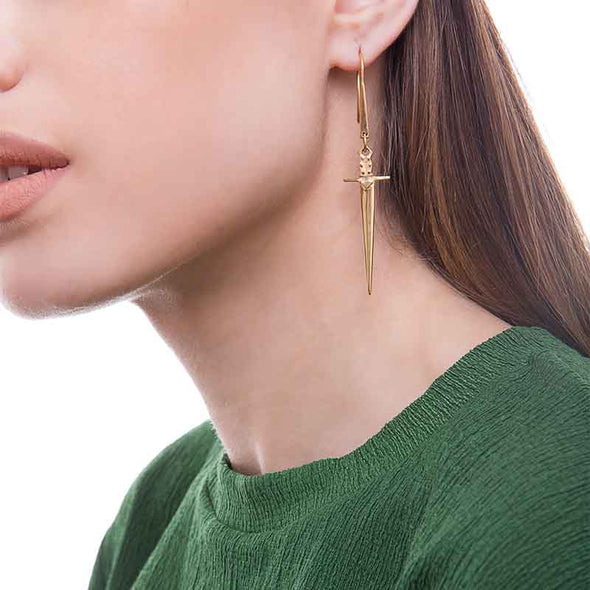 Sword Earrings plated in Gold or Rhodium