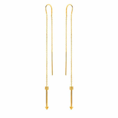 Σκουλαρίκια Arrow Chain σε Ασήμι 925 με επιμετάλλωση σε Χρυσό 18Κ