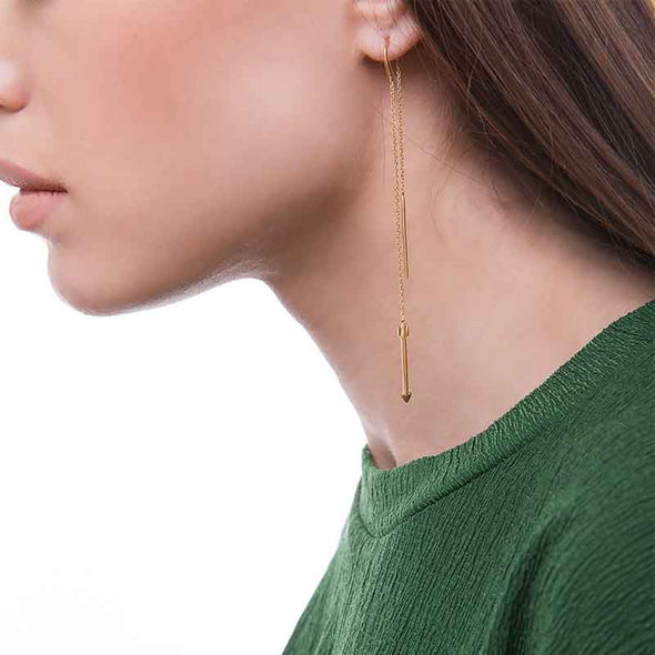 Arrow Chain Earrings plated in Gold