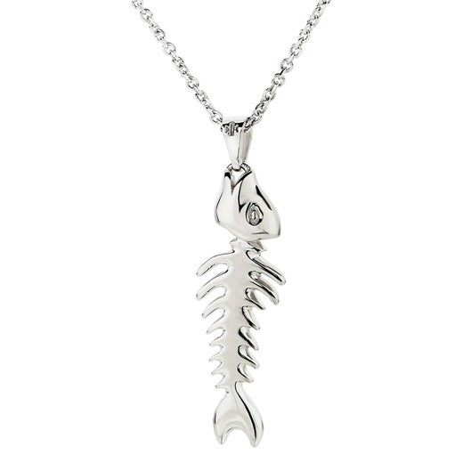 Lucky Fishbone Sterling Silver Pendant