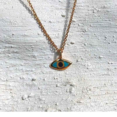 Petit Eye Sterling Silver Necklace with Enamel