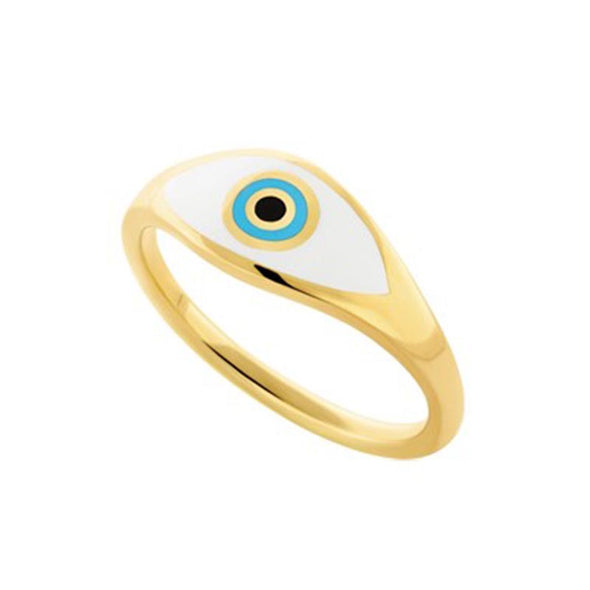 HONOR Eye Sterling Silver Ring plated in 18K Gold with Turquoise Enamel (No 53)