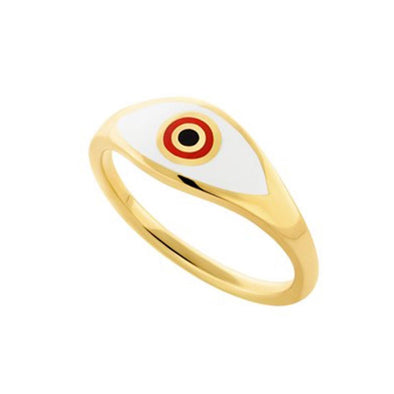HONOR Eye Sterling Silver Ring plated in 18K Gold with Red Enamel (No 53)