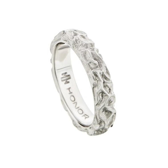 Large Volcanic Sterling Silver Ring plated in Platinum