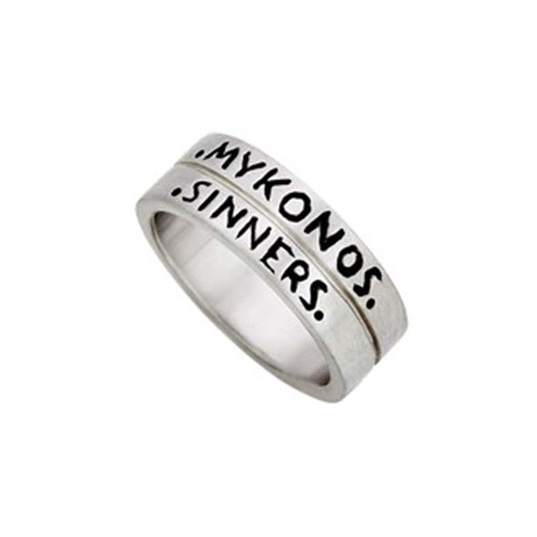 Mykonos Sinners Sterling Silver Ring plated in Platinum (No 51)