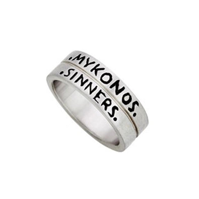 Mykonos Sinners Sterling Silver Ring plated in Platinum (No 61)
